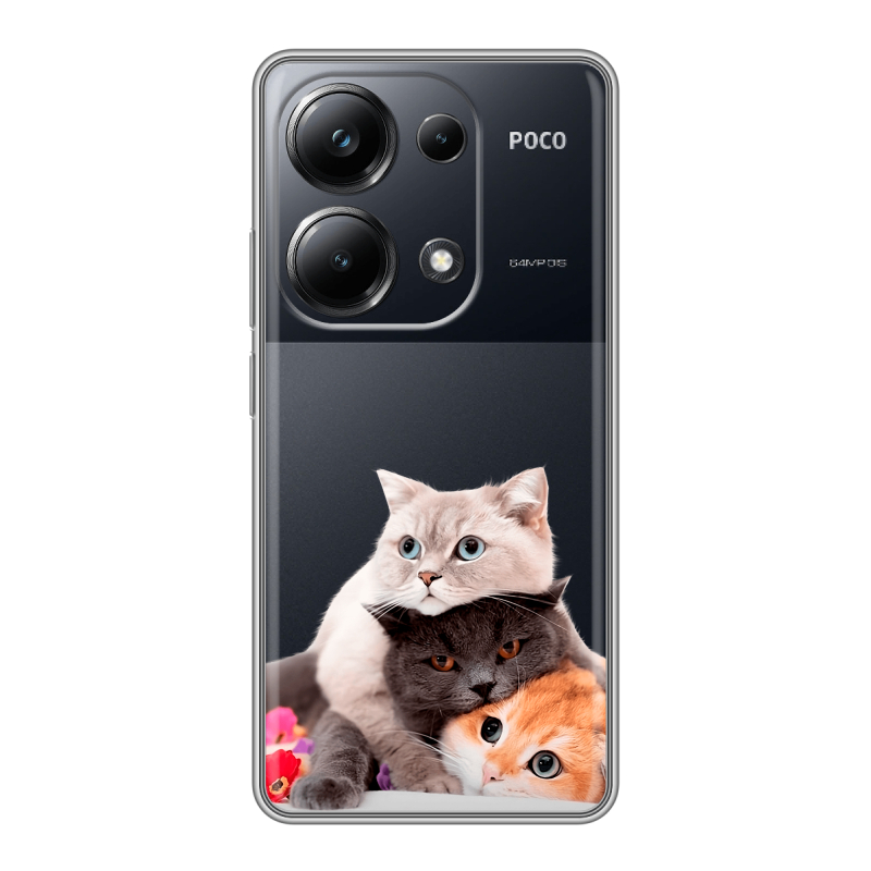 Силиконовый чехол на Xiaomi Poco M6 Pro 4G с принтом Кошки Силиконовый чехол на Xiaomi Poco M6 Pro 4G с принтом Кошки