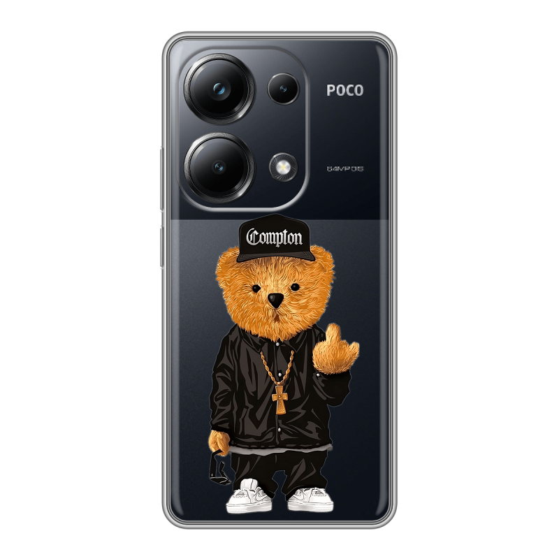 Силиконовый чехол на Xiaomi Poco M6 Pro 4G с принтом Плюшевый медведь Силиконовый чехол на Xiaomi Poco M6 Pro 4G с принтом Плюшевый медведь