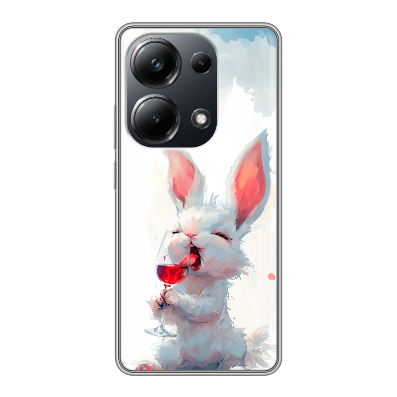 Силиконовый чехол на Xiaomi Poco M6 Pro 4G с принтом кролик зайчик Силиконовый чехол на Xiaomi Poco M6 Pro 4G с принтом кролик зайчик