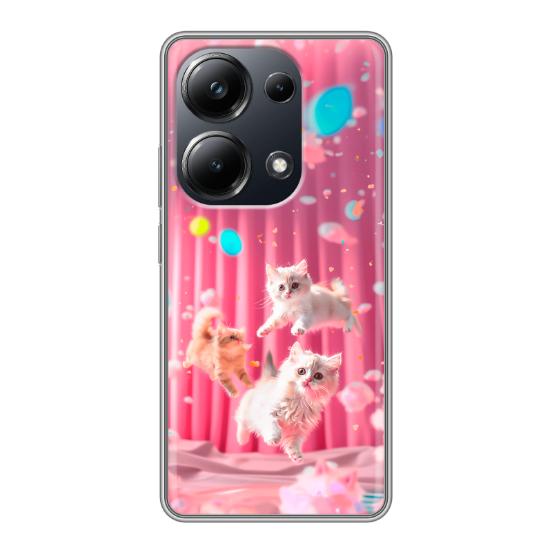 Силиконовый чехол на Xiaomi Poco M6 Pro 4G с принтом милые котики Силиконовый чехол на Xiaomi Poco M6 Pro 4G с принтом милые котики