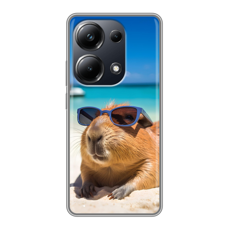 Силиконовый чехол на Xiaomi Poco M6 Pro 4G с принтом Капибара Силиконовый чехол на Xiaomi Poco M6 Pro 4G с принтом Капибара