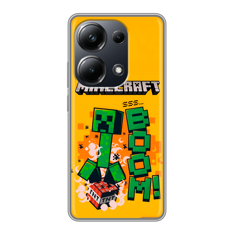 Силиконовый чехол на Xiaomi Poco M6 Pro 4G с принтом Майнкрафт Minecraft Силиконовый чехол на Xiaomi Poco M6 Pro 4G с принтом Майнкрафт Minecraft