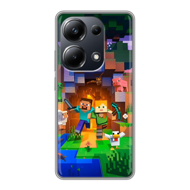 Силиконовый чехол на Xiaomi Poco M6 Pro 4G с принтом Майнкрафт Minecraft Силиконовый чехол на Xiaomi Poco M6 Pro 4G с принтом Майнкрафт Minecraft