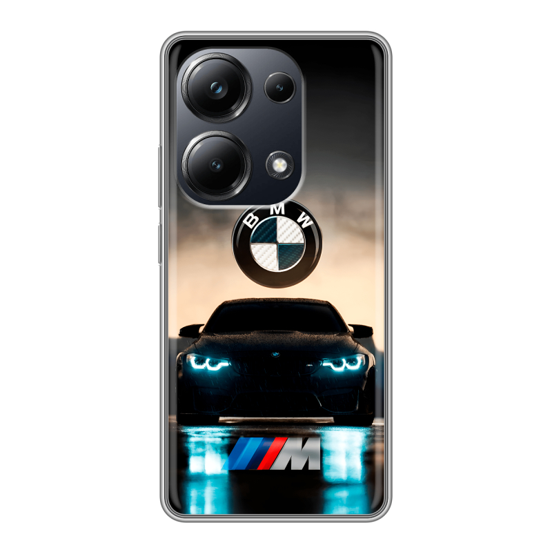 Силиконовый чехол на Xiaomi Poco M6 Pro 4G с принтом БМВ BMW Силиконовый чехол на Xiaomi Poco M6 Pro 4G с принтом БМВ BMW