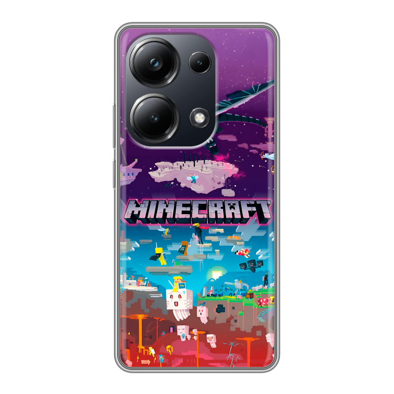 Силиконовый чехол на Xiaomi Poco M6 Pro 4G с принтом Майнкрафт Minecraft Силиконовый чехол на Xiaomi Poco M6 Pro 4G с принтом Майнкрафт Minecraft