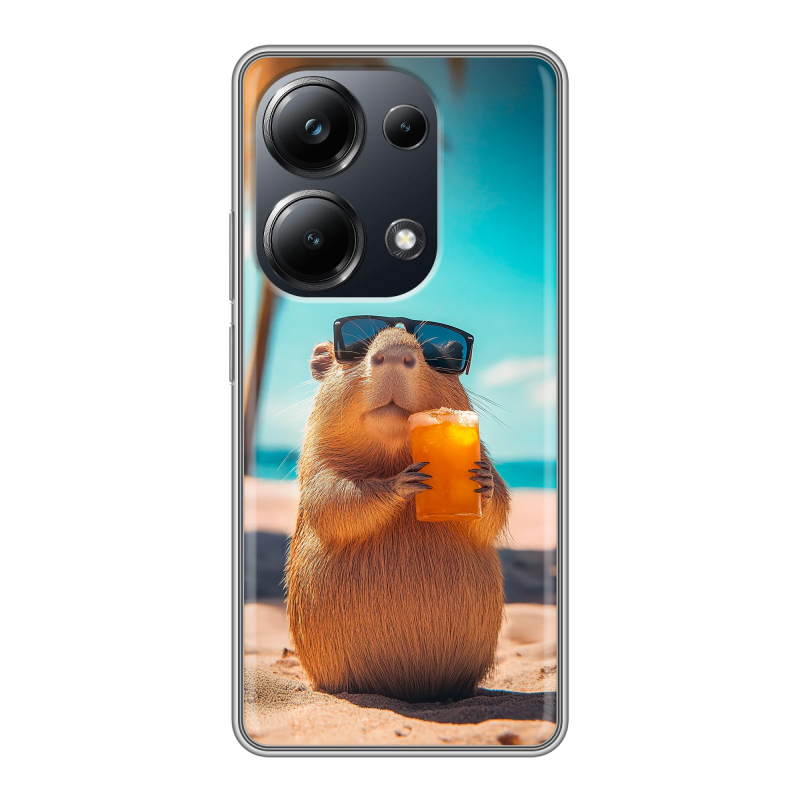 Силиконовый чехол на Xiaomi Poco M6 Pro 4G с принтом Капибара Силиконовый чехол на Xiaomi Poco M6 Pro 4G с принтом Капибара