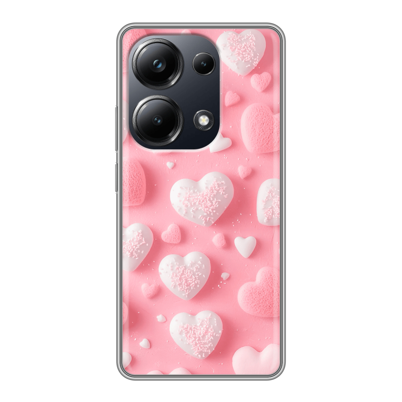 Силиконовый чехол на Xiaomi Poco M6 Pro 4G с принтом Сердечки Силиконовый чехол на Xiaomi Poco M6 Pro 4G с принтом Сердечки