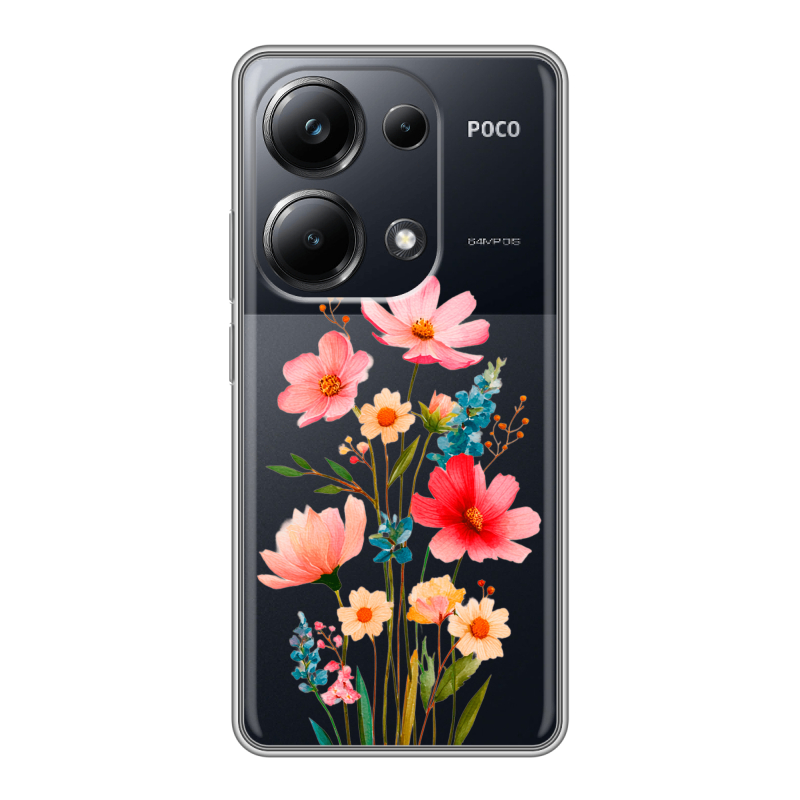 Силиконовый чехол на Xiaomi Poco M6 Pro 4G с принтом Цветы Силиконовый чехол на Xiaomi Poco M6 Pro 4G с принтом Цветы