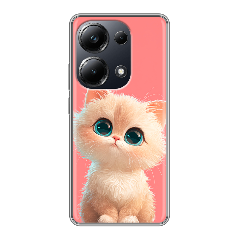 Силиконовый чехол на Xiaomi Poco M6 Pro 4G с принтом Розовый котенок Силиконовый чехол на Xiaomi Poco M6 Pro 4G с принтом Розовый котенок