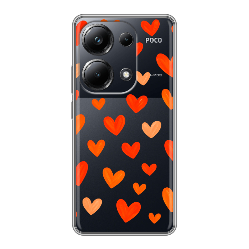 Силиконовый чехол на Xiaomi Poco M6 Pro 4G с принтом Сердечки Силиконовый чехол на Xiaomi Poco M6 Pro 4G с принтом Сердечки
