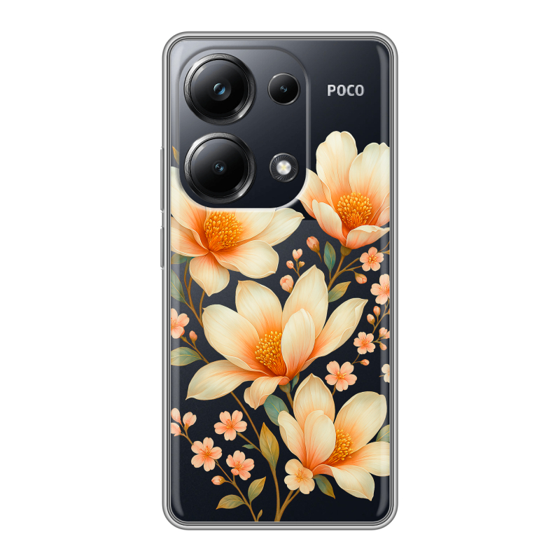 Силиконовый чехол на Xiaomi Poco M6 Pro 4G с принтом Цветы Силиконовый чехол на Xiaomi Poco M6 Pro 4G с принтом Цветы