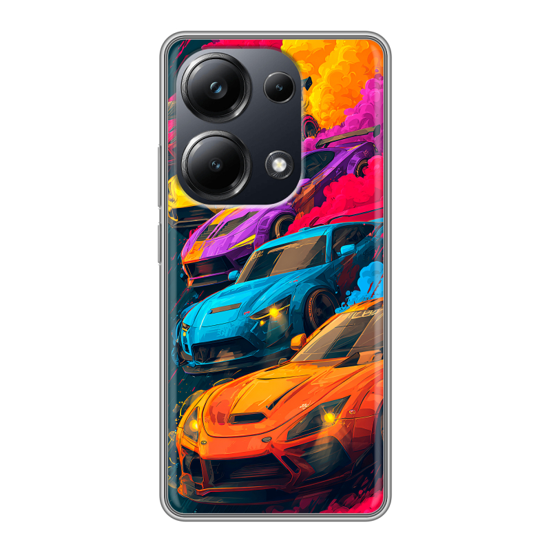 Силиконовый чехол на Xiaomi Poco M6 Pro 4G с принтом Тачки Силиконовый чехол на Xiaomi Poco M6 Pro 4G с принтом Тачки