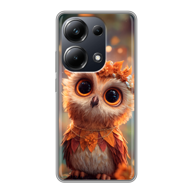 Силиконовый чехол на Xiaomi Poco M6 Pro 4G с принтом Милая сова Силиконовый чехол на Xiaomi Poco M6 Pro 4G с принтом Милая сова