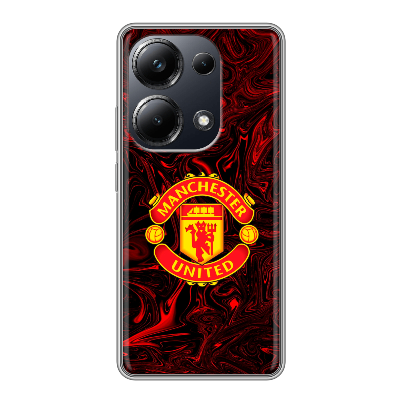 Силиконовый чехол на Xiaomi Poco M6 Pro 4G с принтом Manchester United Силиконовый чехол на Xiaomi Poco M6 Pro 4G с принтом Manchester United