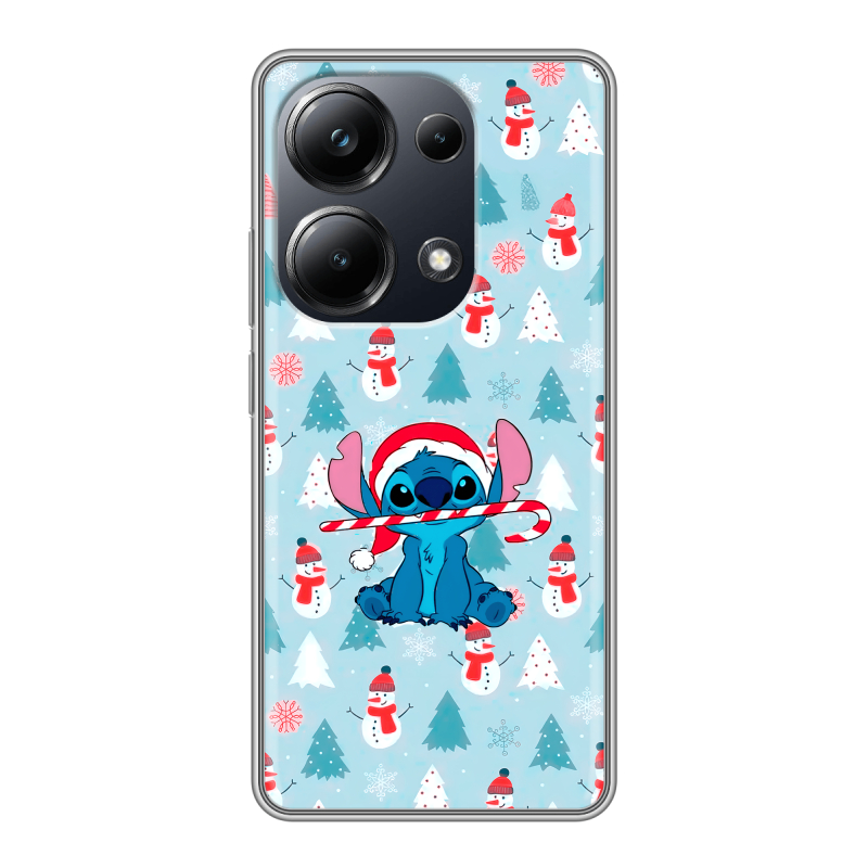 Силиконовый чехол на Xiaomi Poco M6 Pro 4G с принтом Стич Новый год Силиконовый чехол на Xiaomi Poco M6 Pro 4G с принтом Стич Новый год