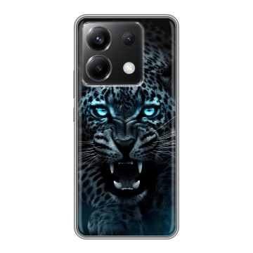 Силиконовый чехол на Xiaomi Poco X6 5G с принтом Темный леопард Силиконовый чехол на Xiaomi Poco X6 5G с принтом Темный леопард