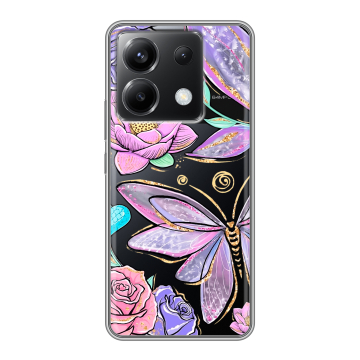 Силиконовый чехол на Xiaomi Poco X6 5G с принтом Бабочки и цветы Силиконовый чехол на Xiaomi Poco X6 5G с принтом Бабочки и цветы