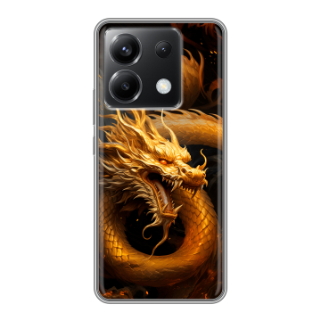Силиконовый чехол на Xiaomi Poco X6 5G с принтом Золотой дракон