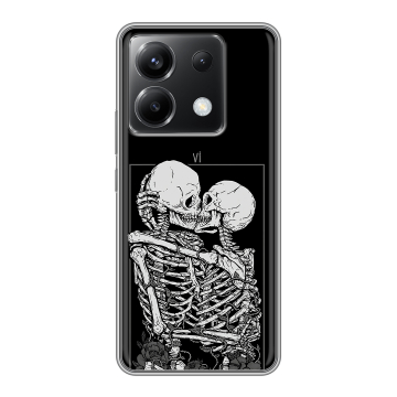 Силиконовый чехол на Xiaomi Poco X6 5G с принтом Поцелуй скелетов