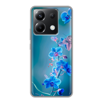 Силиконовый чехол на Xiaomi Poco X6 5G с принтом Голубые цветы Силиконовый чехол на Xiaomi Poco X6 5G с принтом Голубые цветы