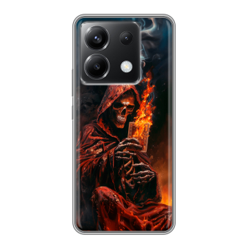 Силиконовый чехол на Xiaomi Poco X6 5G с принтом Скелет и карты Силиконовый чехол на Xiaomi Poco X6 5G с принтом Скелет и карты
