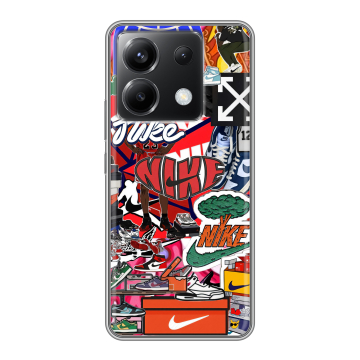 Силиконовый чехол на Xiaomi Poco X6 5G с принтом Найк Nike яркий Силиконовый чехол на Xiaomi Poco X6 5G с принтом Найк Nike яркий