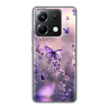 Силиконовый чехол на Xiaomi Poco X6 5G с принтом бабочки и лаванда Силиконовый чехол на Xiaomi Poco X6 5G с принтом бабочки и лаванда