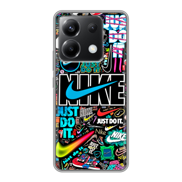Силиконовый чехол на Xiaomi Poco X6 5G с принтом найк nike черный
