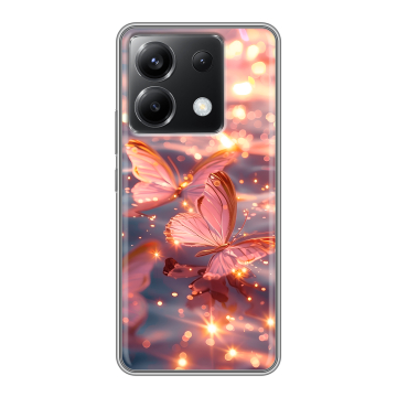 Силиконовый чехол на Xiaomi Poco X6 5G с принтом бабочки розовые Силиконовый чехол на Xiaomi Poco X6 5G с принтом бабочки розовые