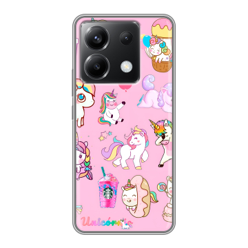 Силиконовый чехол на Xiaomi Poco X6 5G с принтом розовые единороги Силиконовый чехол на Xiaomi Poco X6 5G с принтом розовые единороги