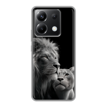 Силиконовый чехол на Xiaomi Poco X6 5G с принтом Лев кошки Силиконовый чехол на Xiaomi Poco X6 5G с принтом Лев кошки