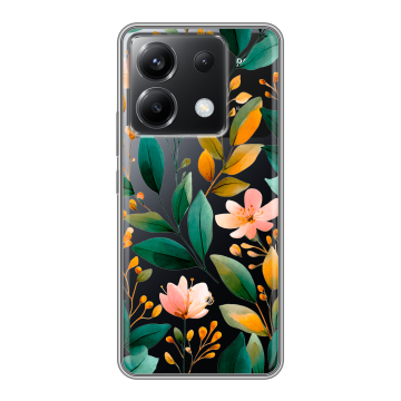 Силиконовый чехол на Xiaomi Poco X6 5G с принтом Цветы паттерн Силиконовый чехол на Xiaomi Poco X6 5G с принтом Цветы паттерн