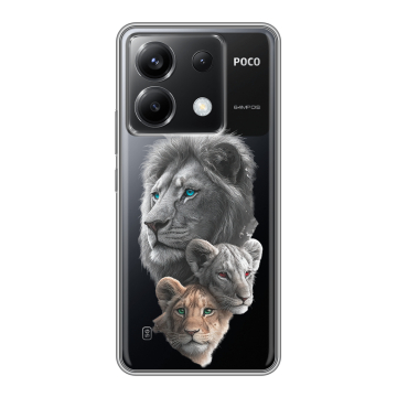 Силиконовый чехол на Xiaomi Poco X6 5G с принтом Львы Силиконовый чехол на Xiaomi Poco X6 5G с принтом Львы