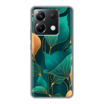 Силиконовый чехол на Xiaomi Poco X6 5G с принтом Листья и золото Силиконовый чехол на Xiaomi Poco X6 5G с принтом Листья и золото