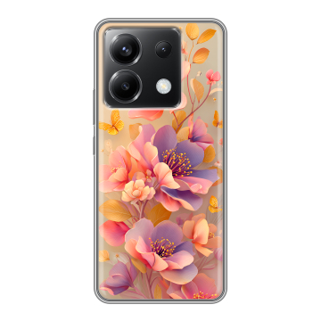 Силиконовый чехол на Xiaomi Poco X6 5G с принтом Цветы и бабочки Силиконовый чехол на Xiaomi Poco X6 5G с принтом Цветы и бабочки