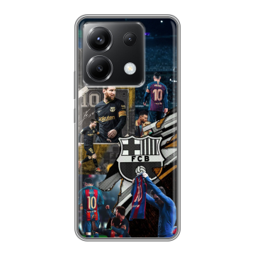 Силиконовый чехол на Xiaomi Poco X6 5G с принтом Messi Barcelona Силиконовый чехол на Xiaomi Poco X6 5G с принтом Messi Barcelona