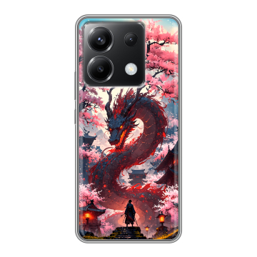 Силиконовый чехол на Xiaomi Poco X6 5G с принтом Дракон Японский Силиконовый чехол на Xiaomi Poco X6 5G с принтом Дракон Японский