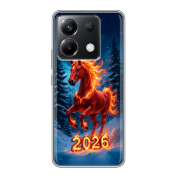 Силиконовый чехол на Xiaomi Poco X6 5G с принтом Новый год коня Силиконовый чехол на Xiaomi Poco X6 5G с принтом Новый год коня