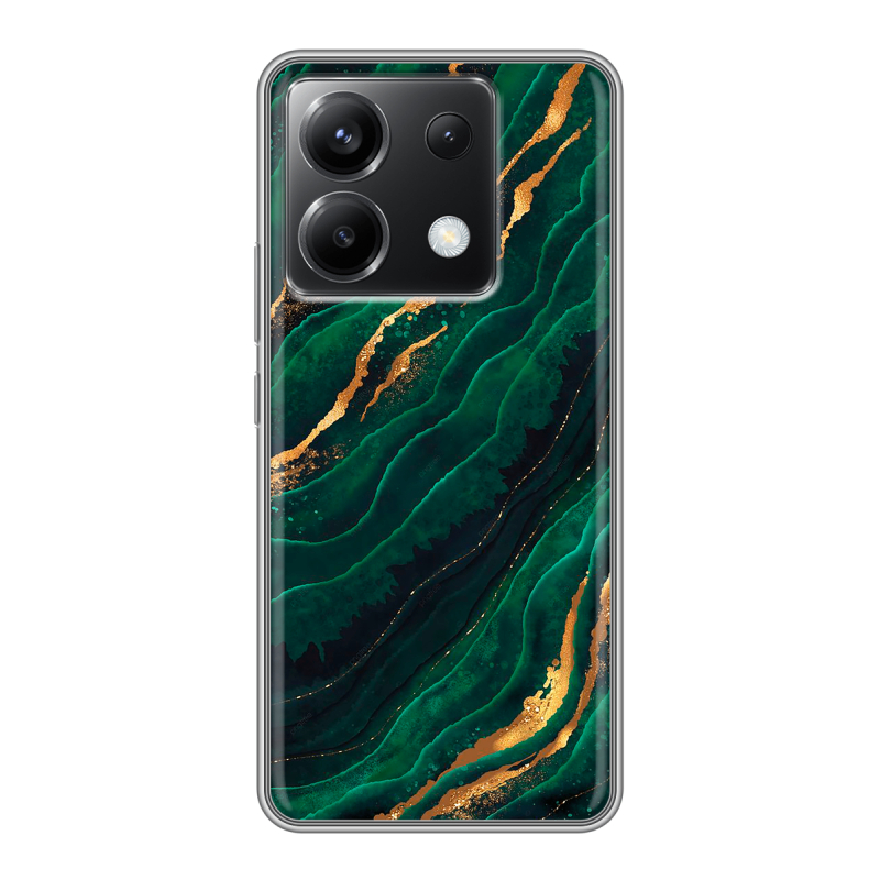 Силиконовый чехол на Xiaomi Poco X6 5G с принтом Мрамор зеленое золото Силиконовый чехол на Xiaomi Poco X6 5G с принтом Мрамор зеленое золото