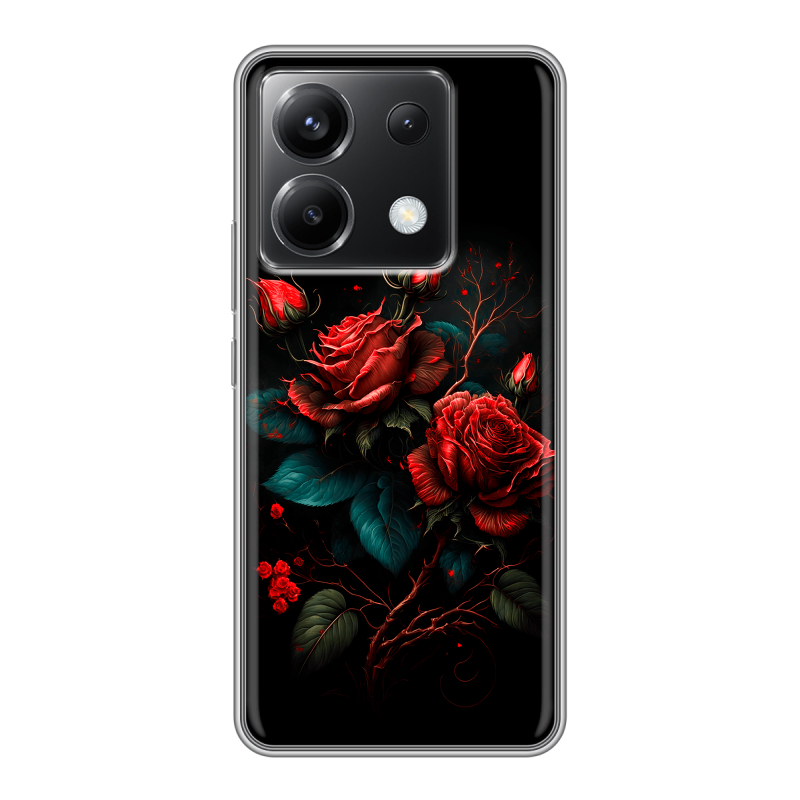 Силиконовый чехол на Xiaomi Poco X6 5G с принтом Розы красные Силиконовый чехол на Xiaomi Poco X6 5G с принтом Розы красные
