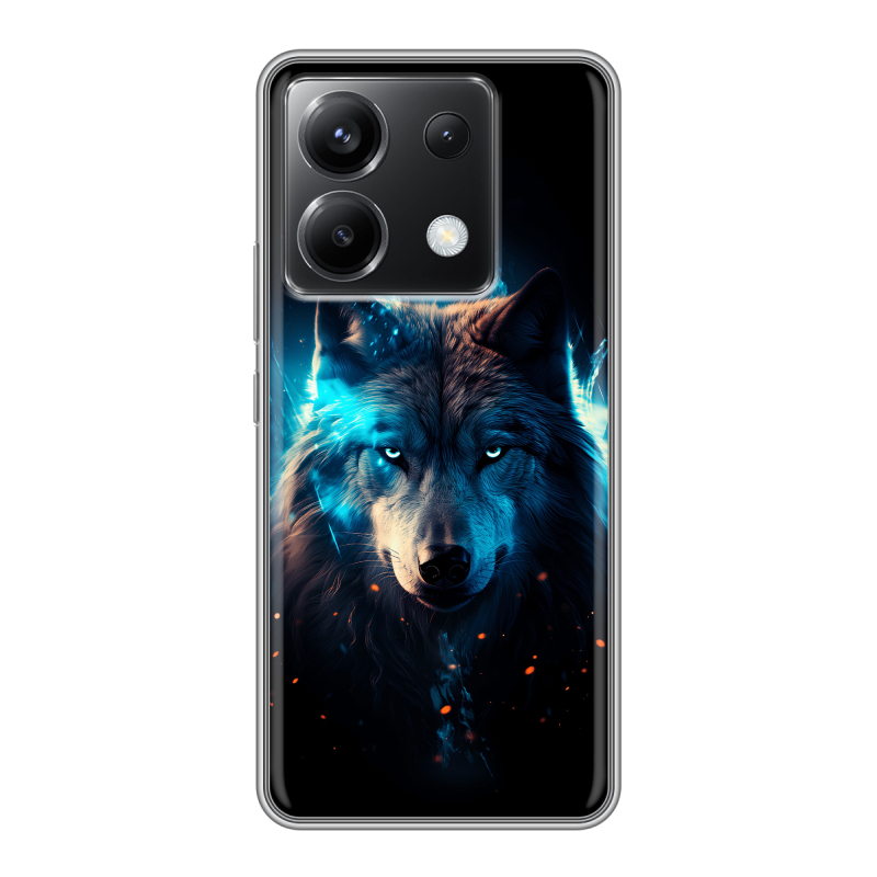 Силиконовый чехол на Xiaomi Poco X6 5G с принтом Волк ночной Силиконовый чехол на Xiaomi Poco X6 5G с принтом Волк ночной