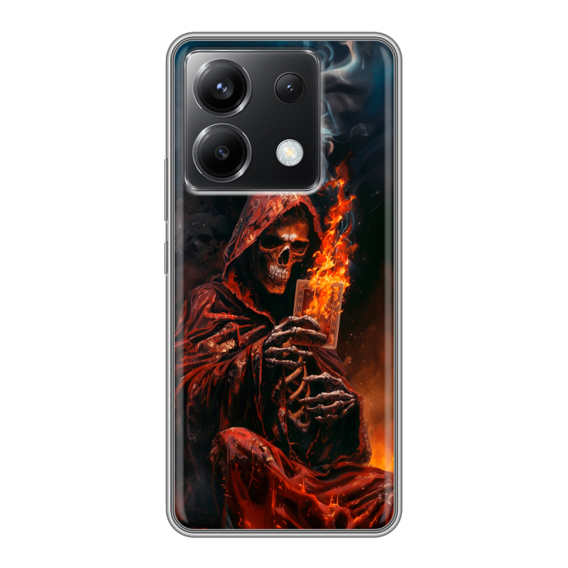 Силиконовый чехол на Xiaomi Poco X6 5G с принтом Скелет и карты Силиконовый чехол на Xiaomi Poco X6 5G с принтом Скелет и карты