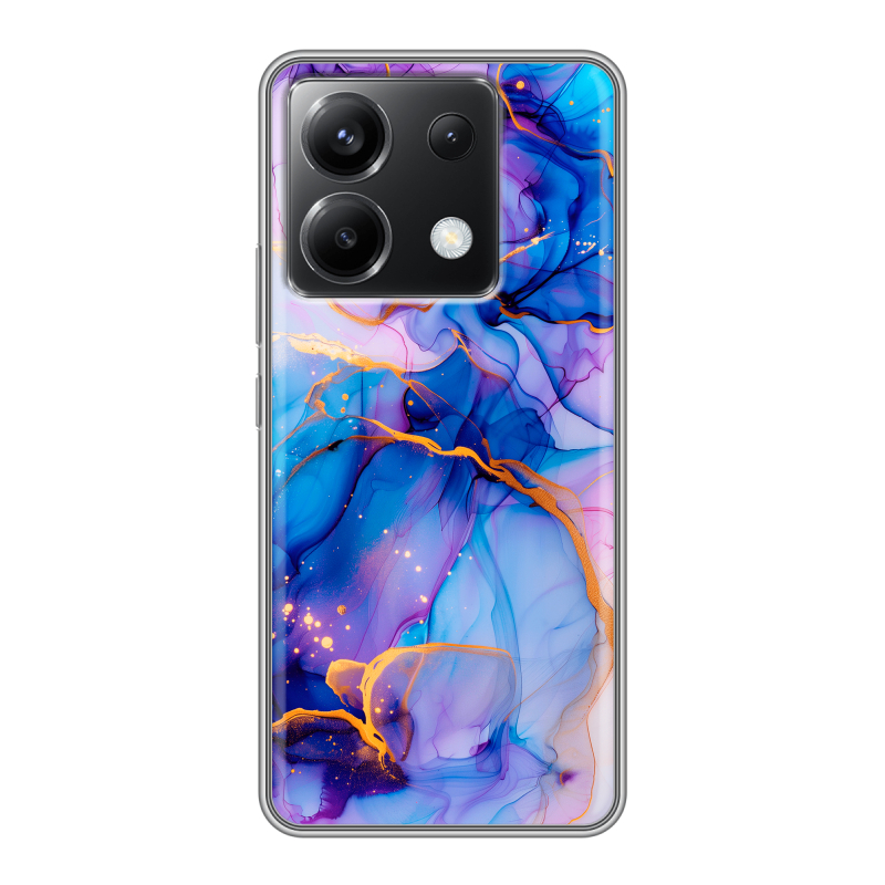 Силиконовый чехол на Xiaomi Poco X6 5G с принтом синий мрамор Силиконовый чехол на Xiaomi Poco X6 5G с принтом синий мрамор