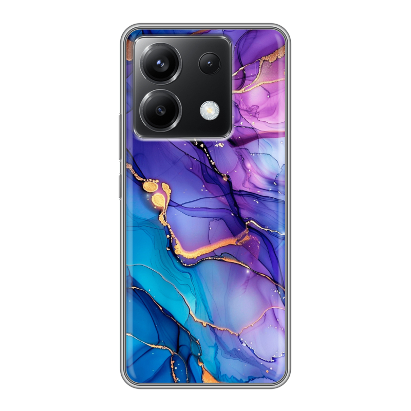 Силиконовый чехол на Xiaomi Poco X6 5G с принтом синий мрамор Силиконовый чехол на Xiaomi Poco X6 5G с принтом синий мрамор