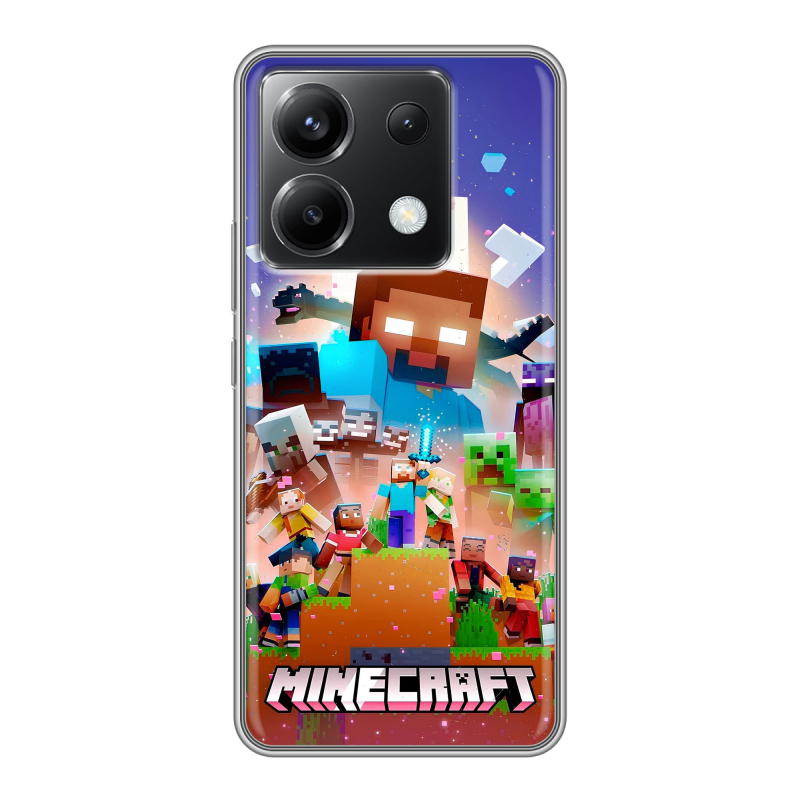 Силиконовый чехол на Xiaomi Poco X6 5G с принтом Майнкрафт Minecraft Силиконовый чехол на Xiaomi Poco X6 5G с принтом Майнкрафт Minecraft