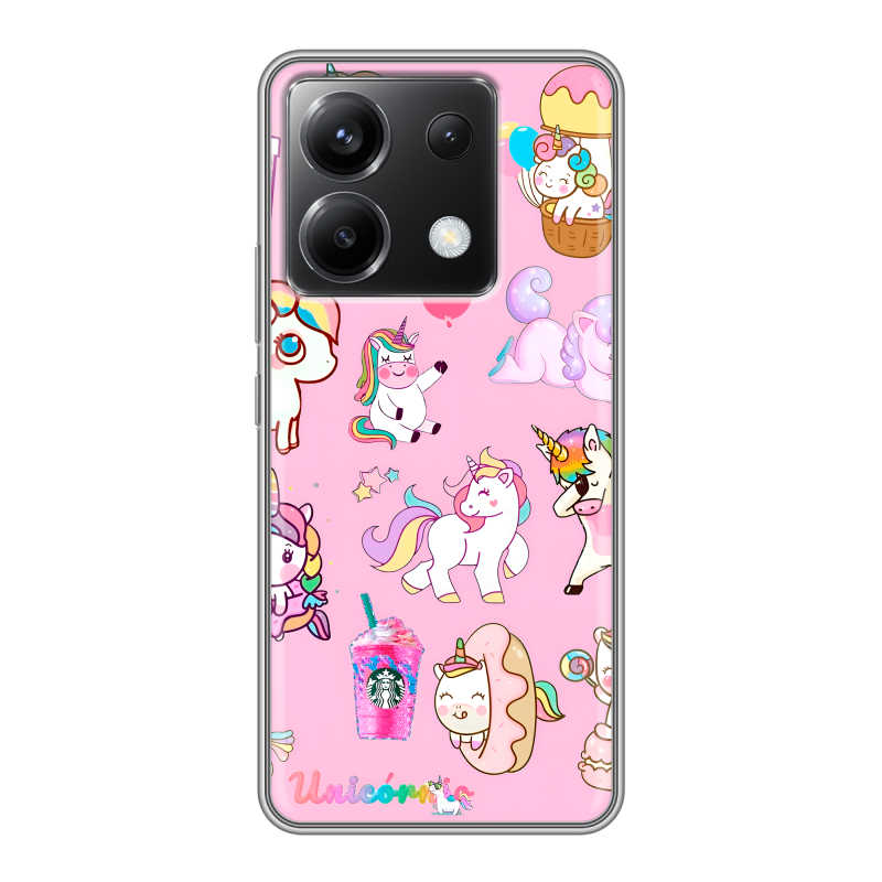 Силиконовый чехол на Xiaomi Poco X6 5G с принтом розовые единороги Силиконовый чехол на Xiaomi Poco X6 5G с принтом розовые единороги