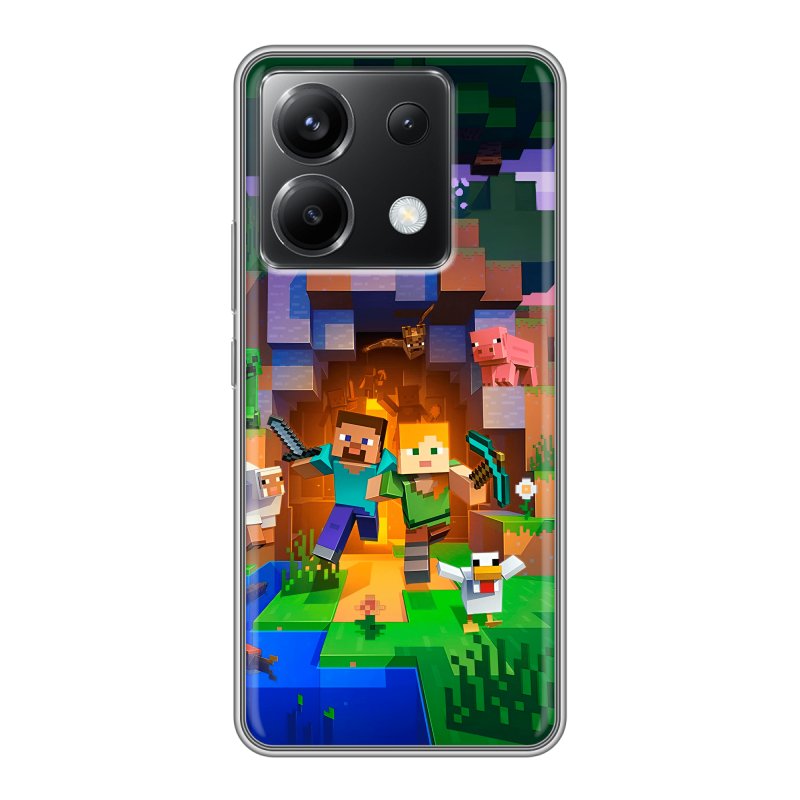 Силиконовый чехол на Xiaomi Poco X6 5G с принтом Майнкрафт Minecraft Силиконовый чехол на Xiaomi Poco X6 5G с принтом Майнкрафт Minecraft