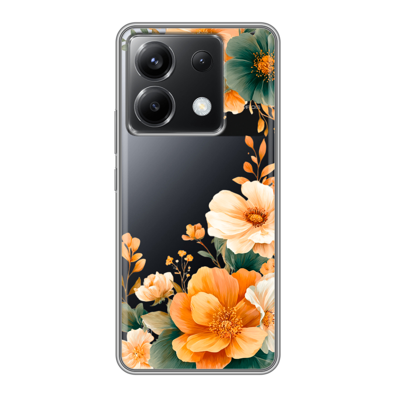 Силиконовый чехол на Xiaomi Poco X6 5G с принтом Цветы принт Силиконовый чехол на Xiaomi Poco X6 5G с принтом Цветы принт