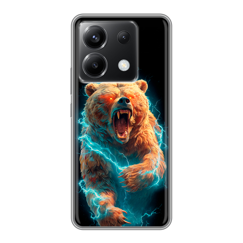 Силиконовый чехол на Xiaomi Poco X6 5G с принтом Медведь Силиконовый чехол на Xiaomi Poco X6 5G с принтом Медведь