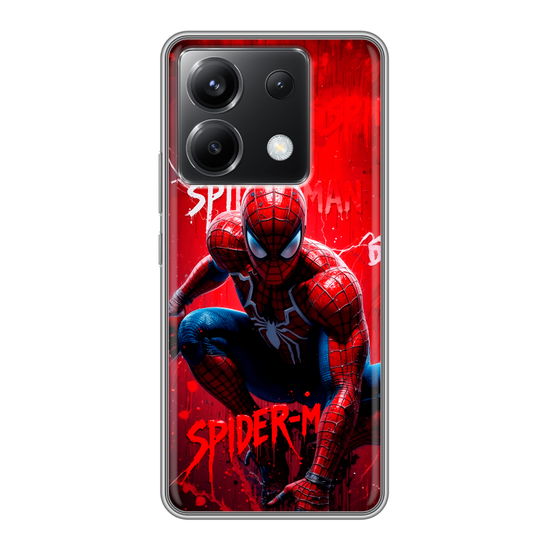 Силиконовый чехол на Xiaomi Poco X6 5G с принтом Spiderman Человек паук Силиконовый чехол на Xiaomi Poco X6 5G с принтом Spiderman Человек паук
